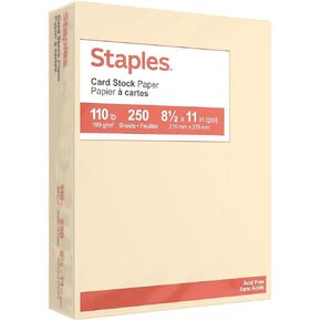 Staples 490890 ورق بطاقات 110 رطل 8.5 بوصة × 11 بوصة عاجي 250/عبوة (49703)