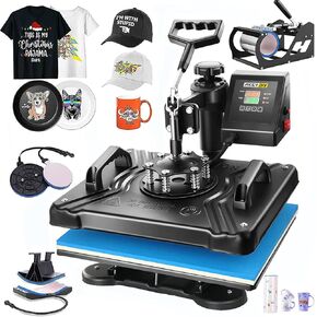 AKEYDIY 5 in 1 Heat Press Machine for t Shirts Professional Swing Away Heat Press Digital Combo 12" x 15" 360-degree Rotation Heat Press Machines Sublimation Heat Transfer for T Shirts Mug Hat Plate