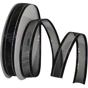 شريط معدني بحافة من الساتان الشفاف 25205-062-03J من Reliant Ribbon ، 5/8 بوصة × 25 ياردة ، الخوخ