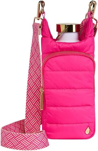 حقيبة هيدرو باج الأصلية | حامل زجاجة ماء مبطن مع حزام | حقيبة كروس لحمل الزجاجات مع جيوب | احمل زجاجة مياه سعة 32 أونصة، كوب، هاتف، محفظة | أجزاء صلبة باللون الأسود والذهبي in Kuwait