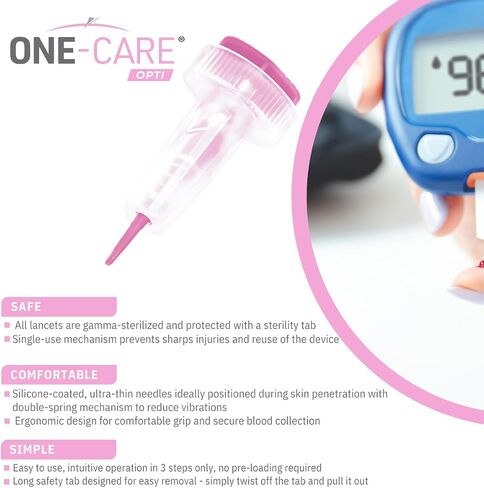 ONE-CARE Opti Safety Lancets Top Button Activated, 23G x 1.8mm, 200 Count in Saudi Arabia