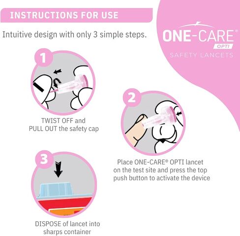 ONE-CARE Opti Safety Lancets Top Button Activated, 23G x 1.8mm, 200 Count in Saudi Arabia