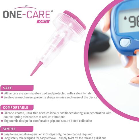 ONE-CARE Opti Safety Lancets Top Button Activated, 23G x 1.8mm, 200 Count in Saudi Arabia