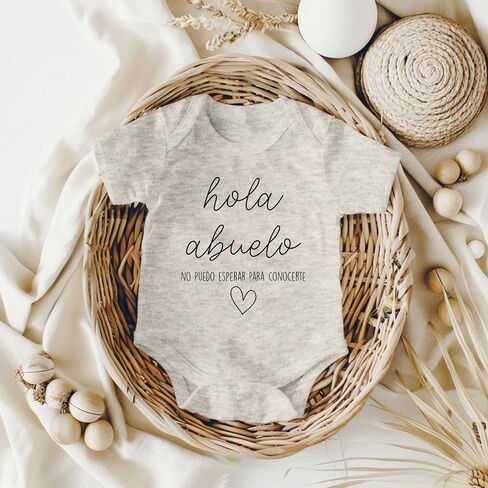 Hola Abuelo Spanish Pregnancy Announcement Infant Bodysuit for Grandpa - Abuelito Gift for New Baby Reveal (White) in Saudi Arabia