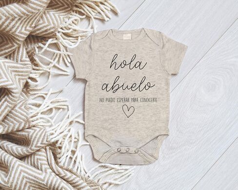 Hola Abuelo Spanish Pregnancy Announcement Infant Bodysuit for Grandpa - Abuelito Gift for New Baby Reveal (White) in Saudi Arabia