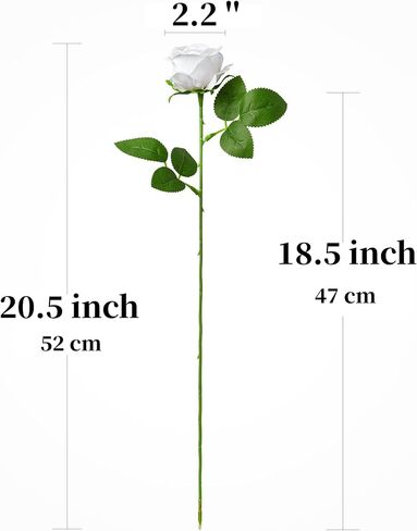 IMQing 24 قطعة من زهور الورد الاصطناعية للديكور، 20 بوصة من الزهور الاصطناعية مع سيقان طويلة، ورود وهمية مع أشواك لتزيين حفلات الزفاف المنزلية (24، أحمر) in Kuwait