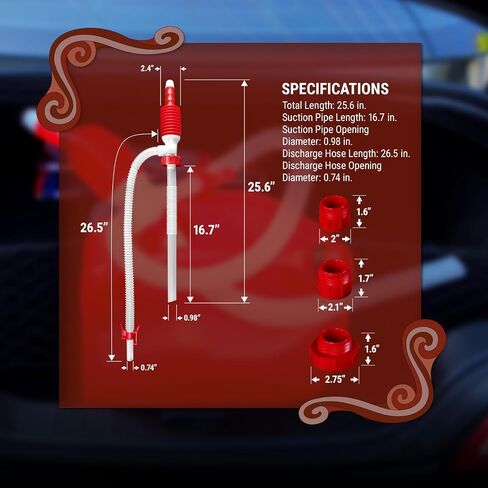 مضخة TERA PUMP TRCDRUM 5.5 GPM حمضية ومياه يدوية مضخة سيفون ذات أسطوانة يدوية، تناسب براميل طبلة سعة 55 جالون، مقاومة للمواد الكيميائية، خالية من مادة BPA، مضخة طبلة للبنزين والديزل وحمض الهيدروكلوريك والمزيد in Kuwait