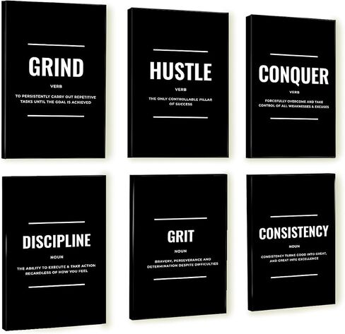 Set of 6 Motivational Posters for Office - Inspirational Wall Art with Positive Quotes, Motivational Decor for Office, Inspirational Wall Decor, Affirmation Wall Art, Office Posters for Men and Women in Kuwait