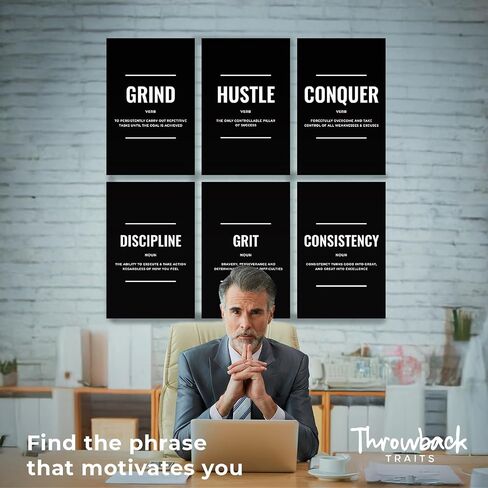 Set of 6 Motivational Posters for Office - Inspirational Wall Art with Positive Quotes, Motivational Decor for Office, Inspirational Wall Decor, Affirmation Wall Art, Office Posters for Men and Women in Kuwait