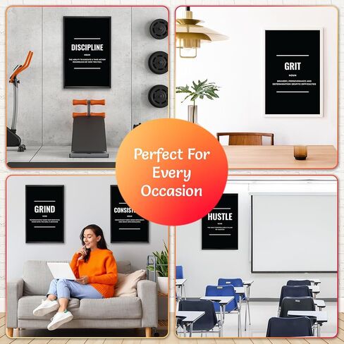 Set of 6 Motivational Posters for Office - Inspirational Wall Art with Positive Quotes, Motivational Decor for Office, Inspirational Wall Decor, Affirmation Wall Art, Office Posters for Men and Women in Kuwait