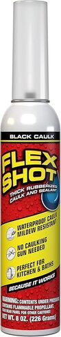 Flex Shot، 8 أونصة، عبوتان، أسود، مانع تسرب سيليكون مطاطي مرن، سد مقاوم للماء، مقاوم للأشعة فوق البنفسجية، لا حاجة إلى مسدس سد، مثالي للمطبخ، الحمام، الدش، المغاسل، الألواح in Kuwait