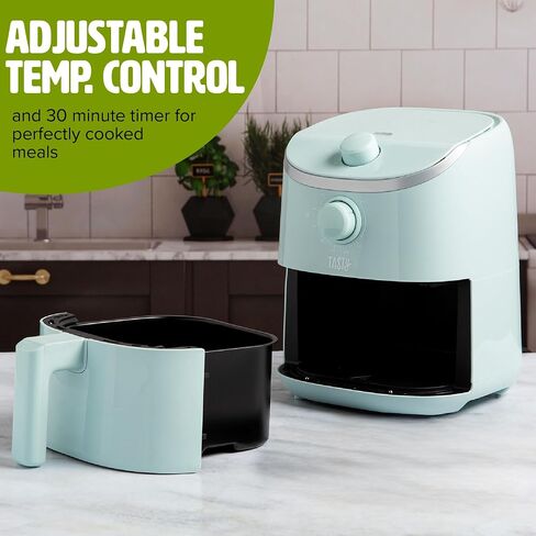 Tasty Personal Air Fryer, Healthier Meals in Minutes, Adjustable Temp Control up to 400°F, Easy-to-Use Design, Nonstick Basket and Tray Made without PFAS, PFOA, PFOS & PTFE, 900 Watts, 2-Quart, Aqua in Kuwait
