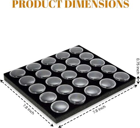 Novel Box 24 Count Gem, Mineral, Specimen Jar Display Foam Insert in Black (14.5X7.8X0.75) in Kuwait