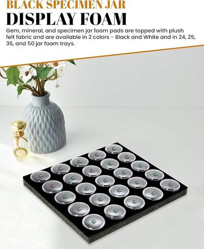Novel Box 24 Count Gem, Mineral, Specimen Jar Display Foam Insert in Black (14.5X7.8X0.75) in Kuwait