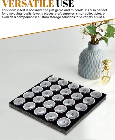 Novel Box 24 Count Gem, Mineral, Specimen Jar Display Foam Insert in Black (14.5X7.8X0.75) in Kuwait
