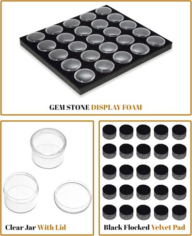 Novel Box 24 Count Gem, Mineral, Specimen Jar Display Foam Insert in Black (14.5X7.8X0.75) in Kuwait