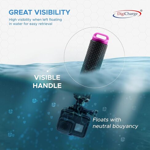 DigiCharge Floating Stick Handle Grip Mount for Gopro Hero12 Hero11 Hero10 Max/DJI Osmo Action 3 / Hero 12 11 Mini 10 9 Hero9 Akaso Action Cam Float, Waterproof Internal Storage & Hand Strap, Orange in Saudi Arabia
