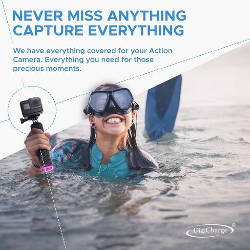 DigiCharge Floating Stick Handle Grip Mount for Gopro Hero12 Hero11 Hero10 Max/DJI Osmo Action 3 / Hero 12 11 Mini 10 9 Hero9 Akaso Action Cam Float, Waterproof Internal Storage & Hand Strap, Orange in Saudi Arabia