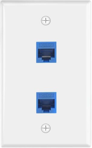 VCE Ethernet Wall Plate 2 Port (UL Listed), Cat6 Female to Female Wall Jack RJ45 Keystone Inline Coupler Wall Outlet, White in Kuwait