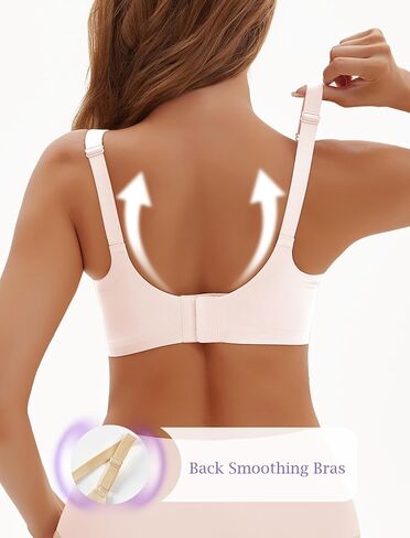 Womens Comfortable Wireless Bras with Support and Lift Seamless Push up Back Smoothing Comfort Everyday Bra in Kuwait