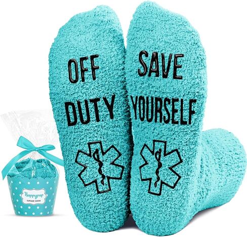 HAPPYPOP Funny Doctor Gifts for Men Women - Unique Gifts for Doctors Retirement Gifts for Doctors Dr Day Gifts for Doctors Male, Fuzzy Doctor Off Duty Socks in Kuwait