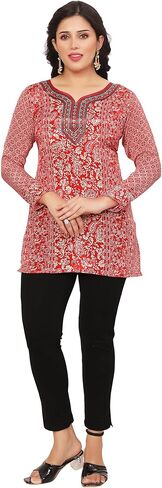 Maple Clothing Women's Indian Tunic Top Kurti Kurta Printed Indian Clothes in Kuwait