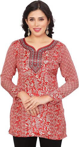 Maple Clothing Women's Indian Tunic Top Kurti Kurta Printed Indian Clothes in Kuwait