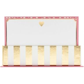 Graphique Gold Heart Flat Notes – Note Card Stationery with Adorable Soft Pink Border and Printed Gold Heart, 50 Note Cards and Matching Envelopes for Thank You Notes and Invitations, 5.625" x 3.5"