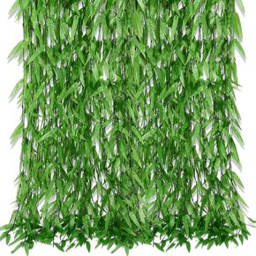 Riceshoot 200 Pcs Artificial Vine 6 ft Artificial Hanging Leaves Vines Fake Vines Willow Garland Faux Willow Vines for Wall Balcony Garden Wedding Windowsill Party Wreath Supplies Decorations