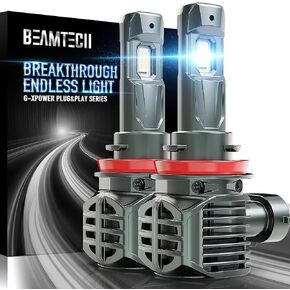 لمبات BEAMTECH H13/9008، رقائق G-XPower أكثر سطوعًا بنسبة 500% 6500K زينون مصابيح ضباب بيضاء، التوصيل والتشغيل، حزمة من 2