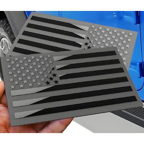 Metal American Flag Emblem Decal，Black American Flag Decal,for Car, Truck or SUV,5"x3"(Matte Black 1 Pair)