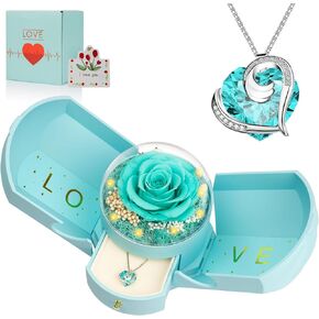 Preserved Red Real Rose with I Love You Necklace -Eternal Flowers Rose Gifts for Mom Grandma Wife Girlfriend on Mothers Day Valentines Christmas Birthday Anniversary Romantic Gifts for Her in Kuwait