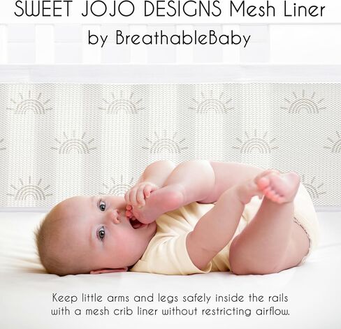 Sweet Jojo Designs + BreathableBaby Boho Desert Sun Taupe Boy Girl Gender Neutral Breathable Mesh Crib Liner Anti-Bumper Baby Infant Beige Ivory Bohemian Mountain Nature Outdoors Geometric Minimalist in Saudi Arabia
