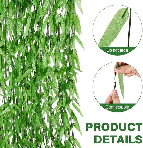 Riceshoot 200 Pcs Artificial Vine 6 ft Artificial Hanging Leaves Vines Fake Vines Willow Garland Faux Willow Vines for Wall Balcony Garden Wedding Windowsill Party Wreath Supplies Decorations in Saudi Arabia