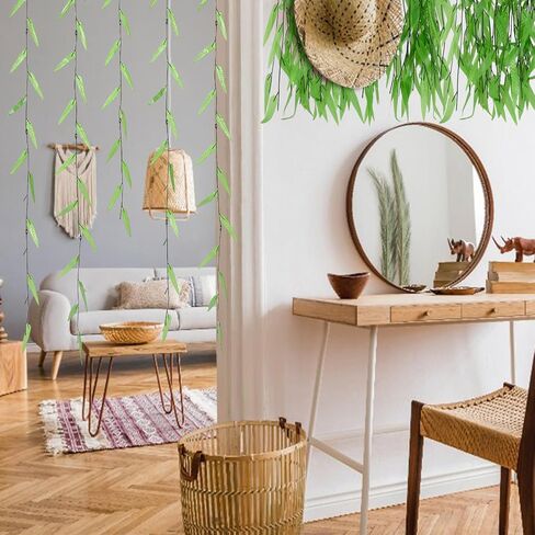Riceshoot 200 Pcs Artificial Vine 6 ft Artificial Hanging Leaves Vines Fake Vines Willow Garland Faux Willow Vines for Wall Balcony Garden Wedding Windowsill Party Wreath Supplies Decorations in Saudi Arabia