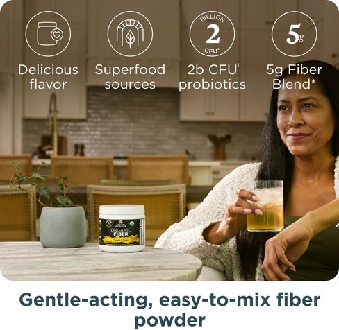 Ancient Nutrition Organic Fiber Powder, Raspberry Lemonade, Soluble Fiber from Acacia & Konjac Root, Supports Digestive Health, Reduces Bloating, 6.5 oz in Kuwait