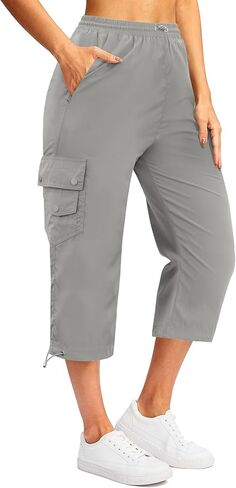 Marvmys Women's Cargo Capris Hiking Pants Lightweight Quick Dry Outdoor Athletic Travel Casual Loose Comfy with Pockets in Kuwait
