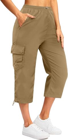 Marvmys Women's Cargo Capris Hiking Pants Lightweight Quick Dry Outdoor Athletic Travel Casual Loose Comfy with Pockets in Kuwait