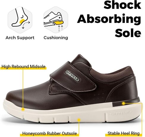 FitVille Diabetic Shoes for Men Extra Wide Slip-on Walking Shoes for Edema Hook & Loop Recovery Leather Shoes for Swollen Feet (8.5 Wide) Black in Kuwait