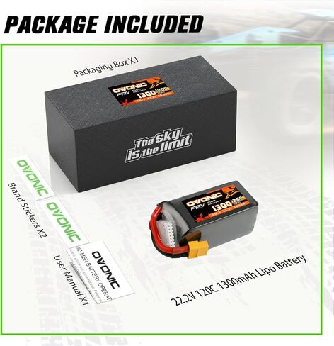 بطارية ليبو OVONIC 6s 120C 1300mAh 22.2V بطارية ليبو مع موصل XT60 لطائرة سباق RC FPV بدون طيار كوادكوبتر in Kuwait