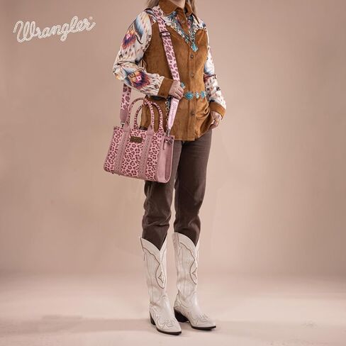 حقيبة يد رانجلر بطبعة بقرة للنساء، حقيبة يد بمقبض علوي غربي بوهو مع حزام مميز in Kuwait
