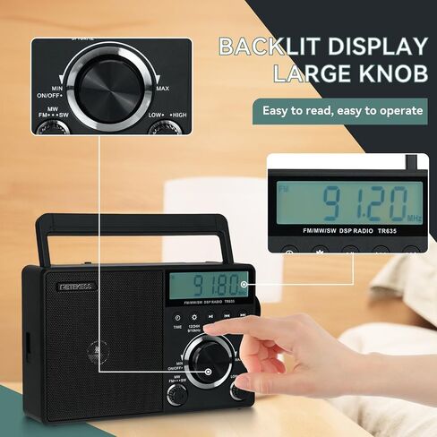 Retekess TR633 AM FM Radios with Best Reception, Portable Radio Plug in Wall, External Antenna Jack, Battery Operated Radio by 4 AA Batteries Or AC Power for Senior, Home in Saudi Arabia