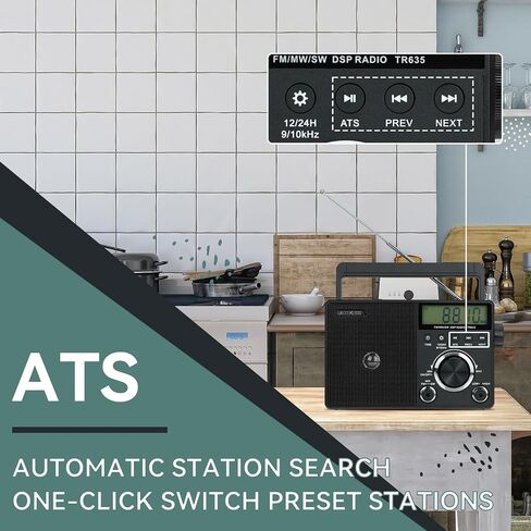 Retekess TR633 AM FM Radios with Best Reception, Portable Radio Plug in Wall, External Antenna Jack, Battery Operated Radio by 4 AA Batteries Or AC Power for Senior, Home in Saudi Arabia
