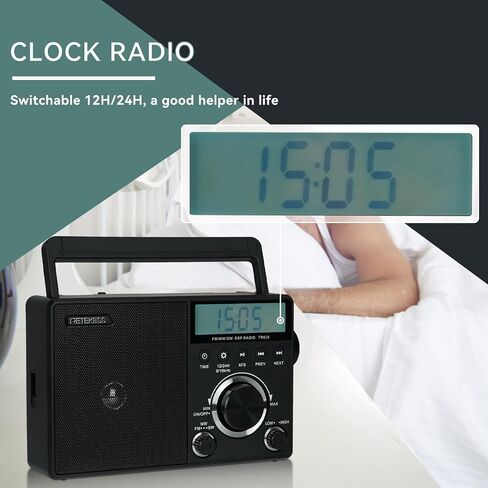 Retekess TR633 AM FM Radios with Best Reception, Portable Radio Plug in Wall, External Antenna Jack, Battery Operated Radio by 4 AA Batteries Or AC Power for Senior, Home in Saudi Arabia
