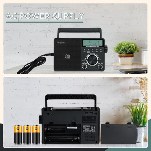 Retekess TR633 AM FM Radios with Best Reception, Portable Radio Plug in Wall, External Antenna Jack, Battery Operated Radio by 4 AA Batteries Or AC Power for Senior, Home in Saudi Arabia