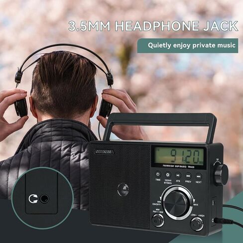 Retekess TR633 AM FM Radios with Best Reception, Portable Radio Plug in Wall, External Antenna Jack, Battery Operated Radio by 4 AA Batteries Or AC Power for Senior, Home in Saudi Arabia