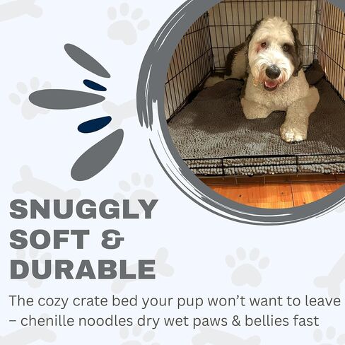 Soggy Doggy Crate Mate Dog Bed, Microfiber Chenille Dog Mats, Comfy Dog Mats for Sleeping & Drying, Ultra-Absorbent Dog Beds & Furniture for Kennels or Crates, Gray, Small in Kuwait