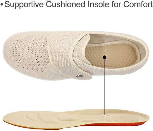 Women's Diabetic Elderly Shoes Mesh Breathable Walking Sneakers Lightweight Adjustable Easy On and Off Strap Summer Slippers for Swollen Feet in Kuwait