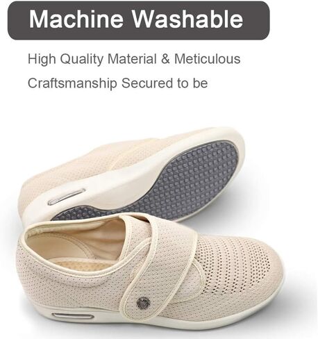 Women's Diabetic Elderly Shoes Mesh Breathable Walking Sneakers Lightweight Adjustable Easy On and Off Strap Summer Slippers for Swollen Feet in Kuwait