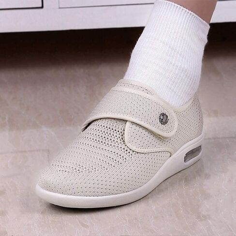 Women's Diabetic Elderly Shoes Mesh Breathable Walking Sneakers Lightweight Adjustable Easy On and Off Strap Summer Slippers for Swollen Feet in Kuwait